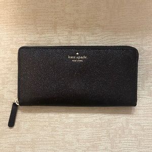Never used Kate Spade glitter black wallet